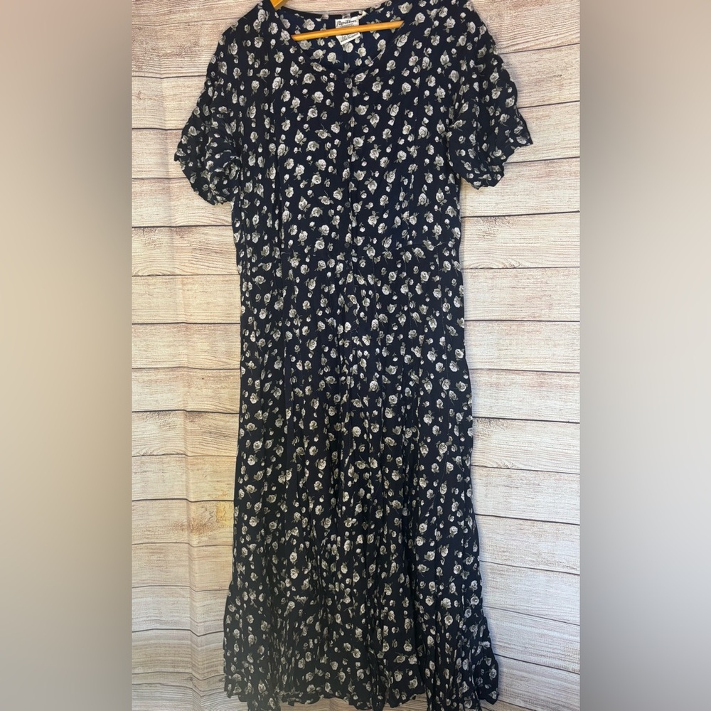 Vintage Floral Rose Print Dress